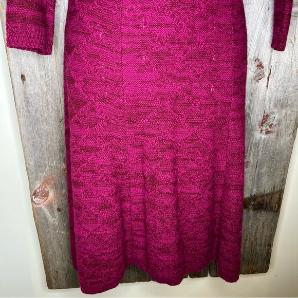 Sparrow Anthropologie Cranberry Marled Wool Blend Fit and Flare Sweater Dress M - Picture 5 of 12